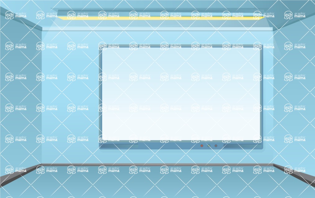 Room Backgrounds Vector Collection - Modern Presentation Room with Multimedia Screen